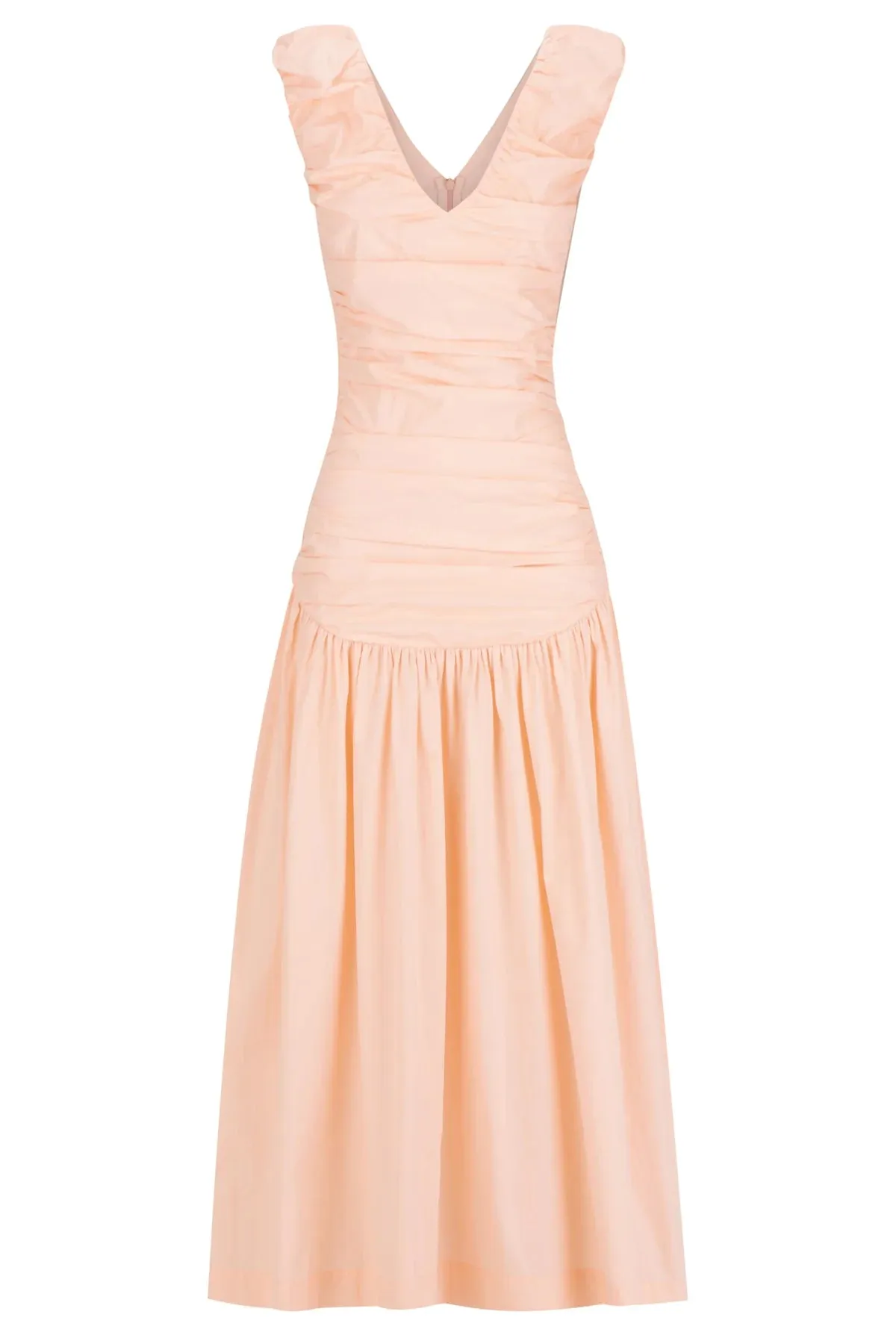 Ruched Low Hem Midi Dress | Primrose | Sustainable Cotton