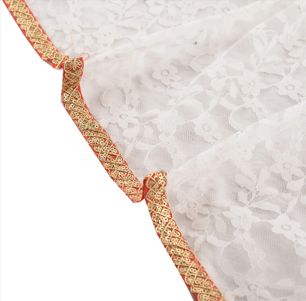 Sanskriti Embroidered Prom Dress Border 1 YD Trim Red Craft Lace Sequins Work