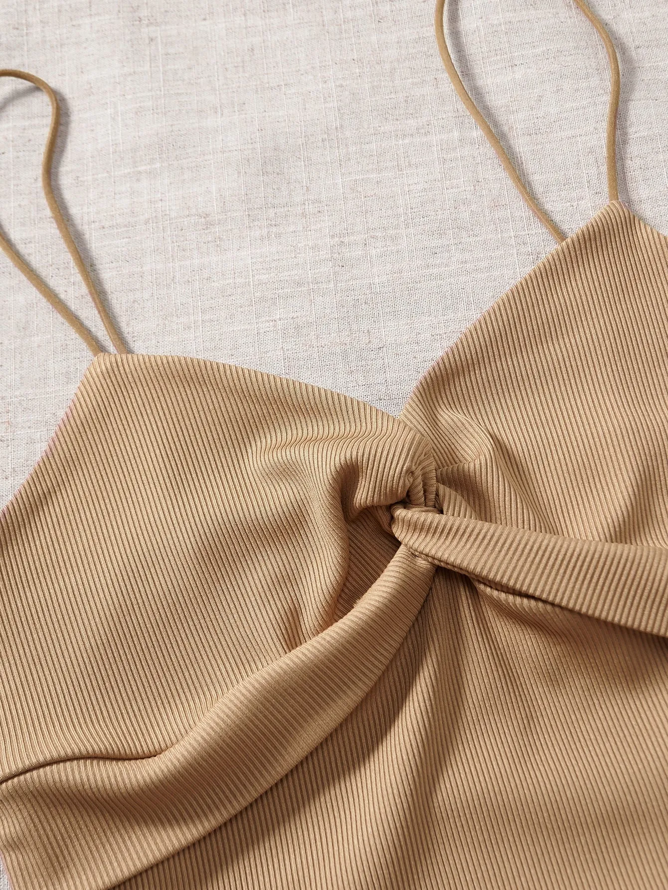 Sexy Plain Twist Sleeveless Spaghetti Strap Natural Women Bodysuit