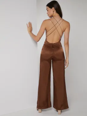 Sexy Plain Zipper Sleeveless Spaghetti Strap High Waist Long Women Jumpsuits