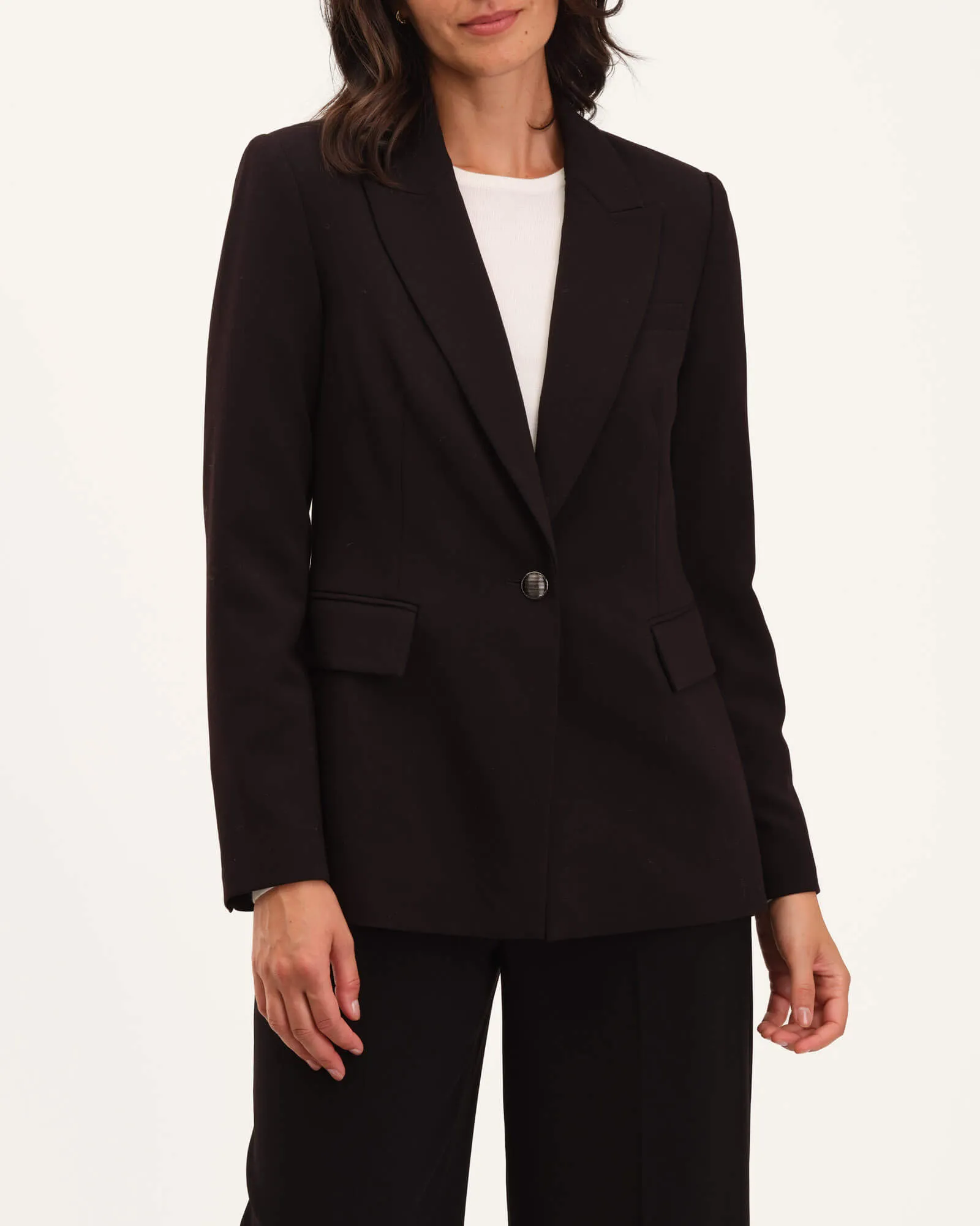 Single Button Peak Lapel Blazer