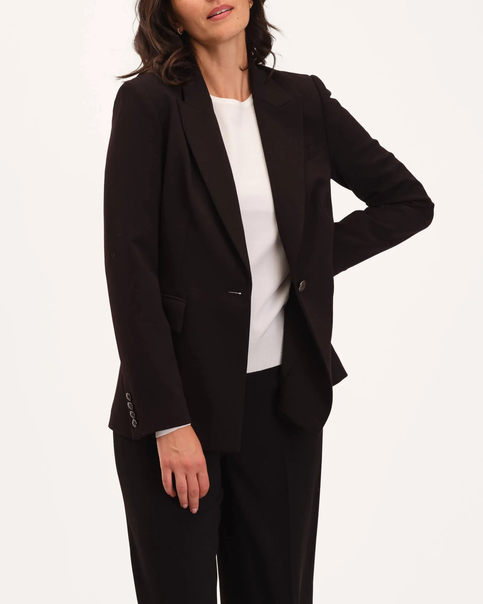 Single Button Peak Lapel Blazer