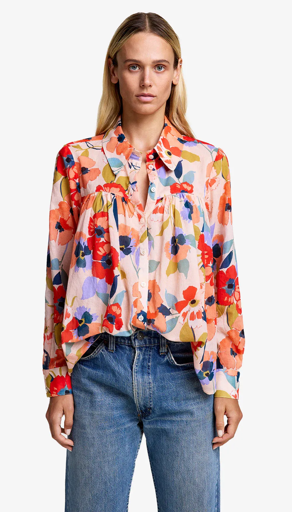 SMYTHE - CLASSIC SHIRRED BLOUSE