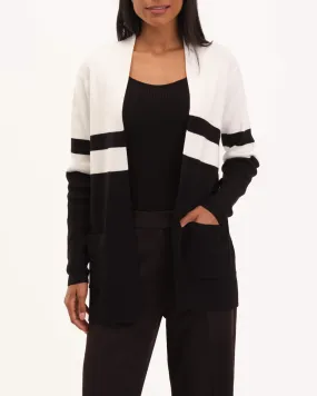 Soft Intarsia Open Front Cardigan