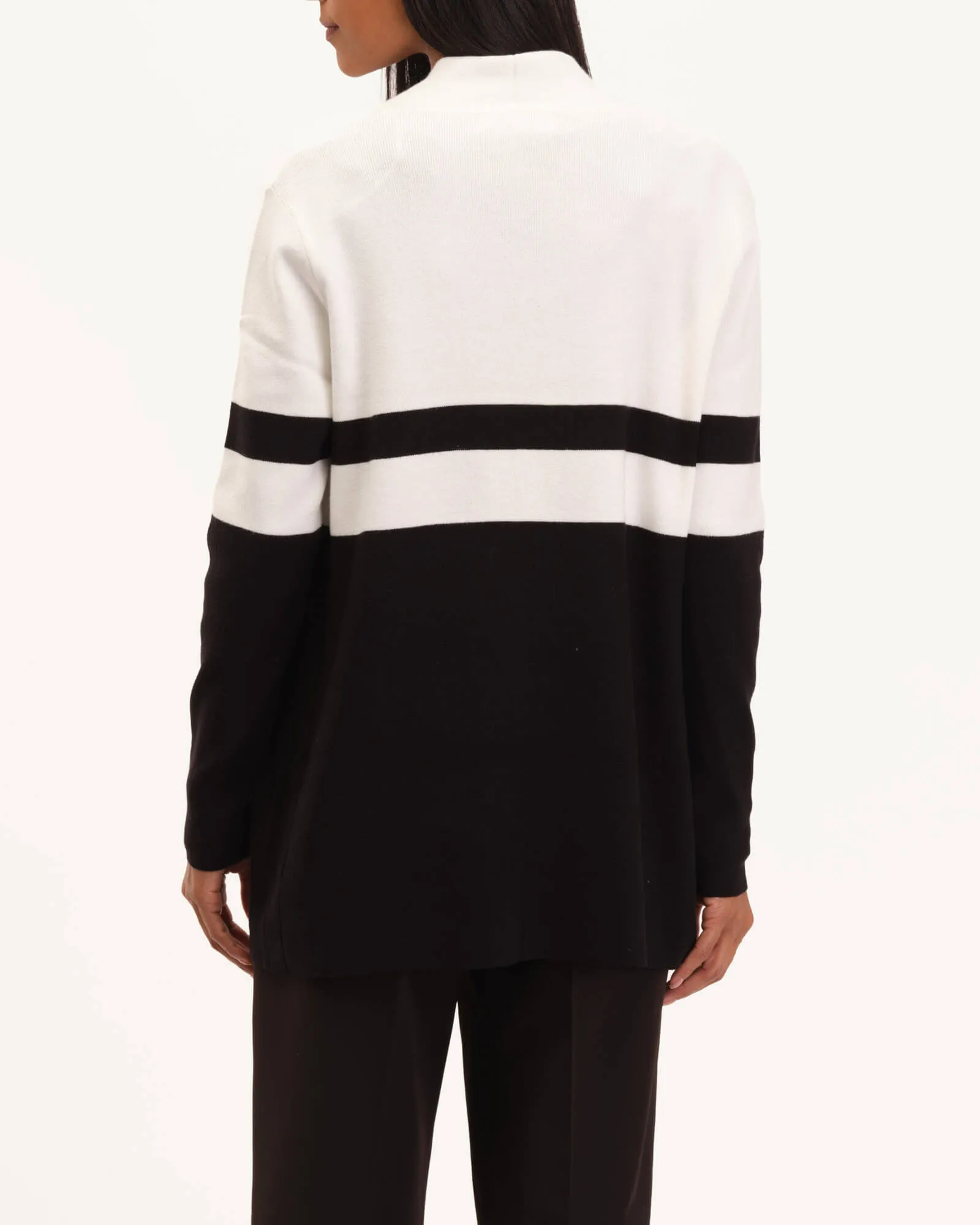 Soft Intarsia Open Front Cardigan