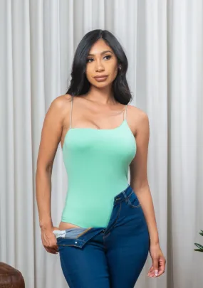 Soft Solid Spaghetti Strap Bodysuit Top (BT04139)