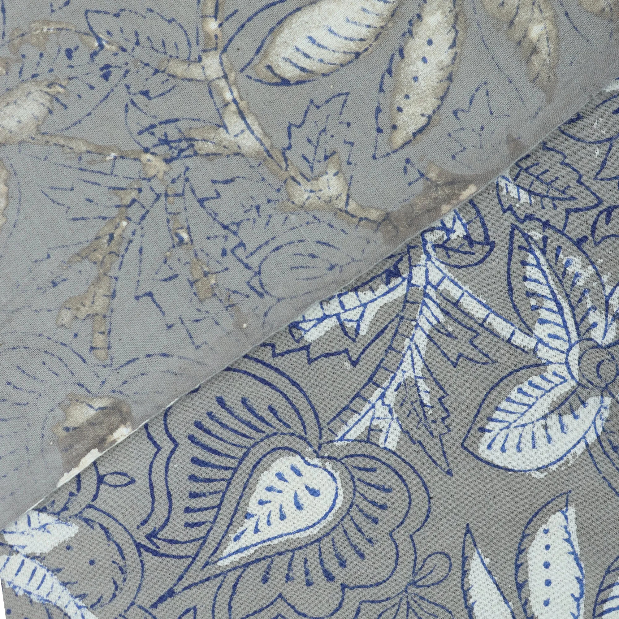 Soft White Hand Block Floral Dabu Print Fabric