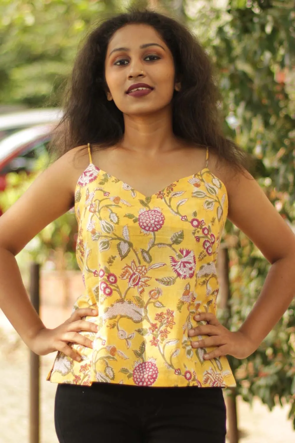 Spaghetti Top in Marigold Sanganeri