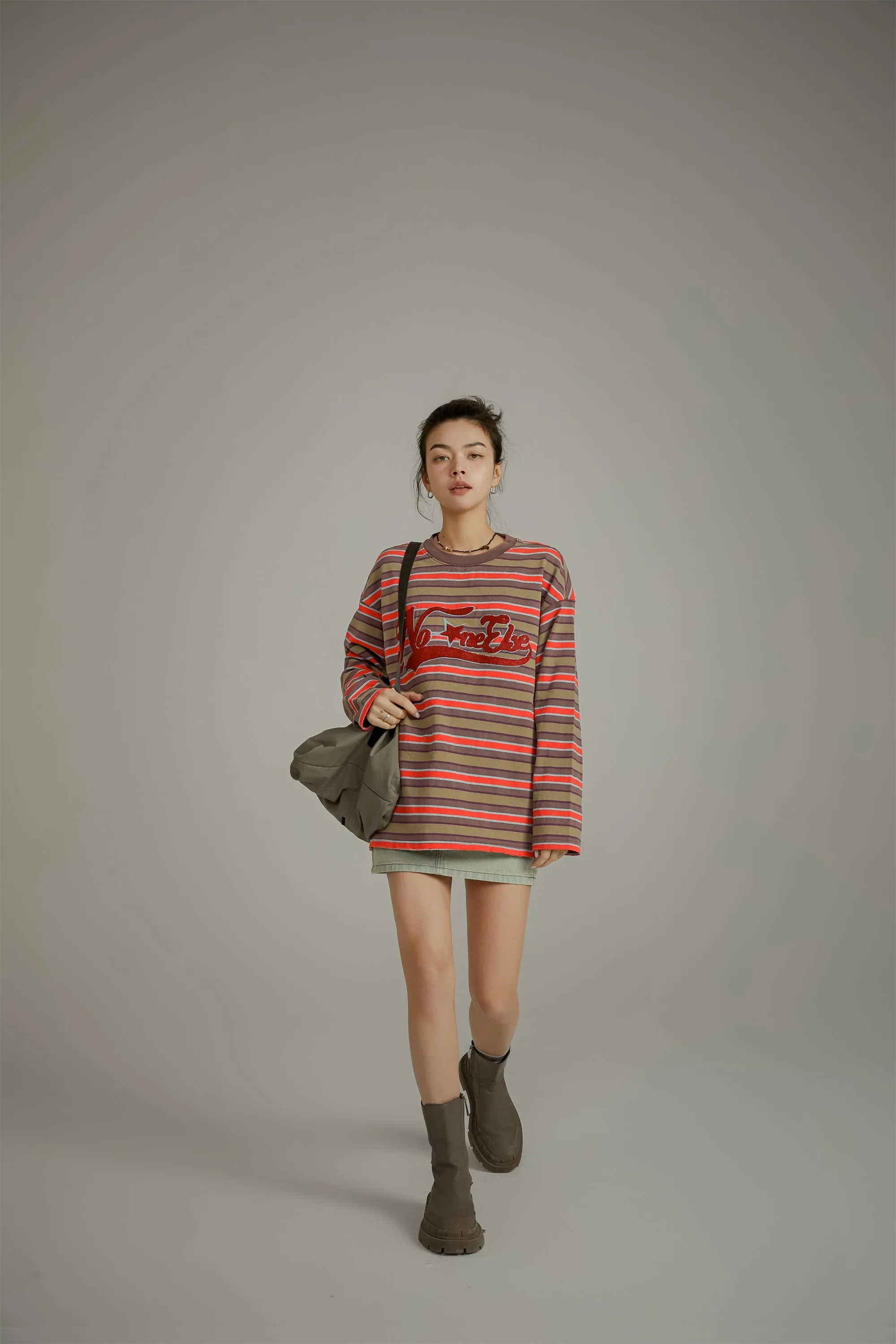 Star Logo Striped Long-Sleeved Sweatshirt