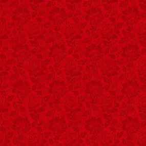 Stof Fabrics Colourflow Red Flowers Cotton Prints