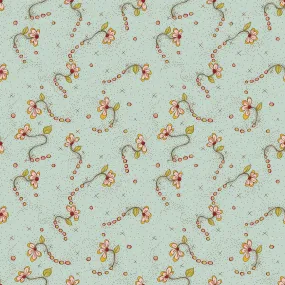 Stof Fabrics La Vie est Belle Vine on Turquoise-4 Cotton Prints