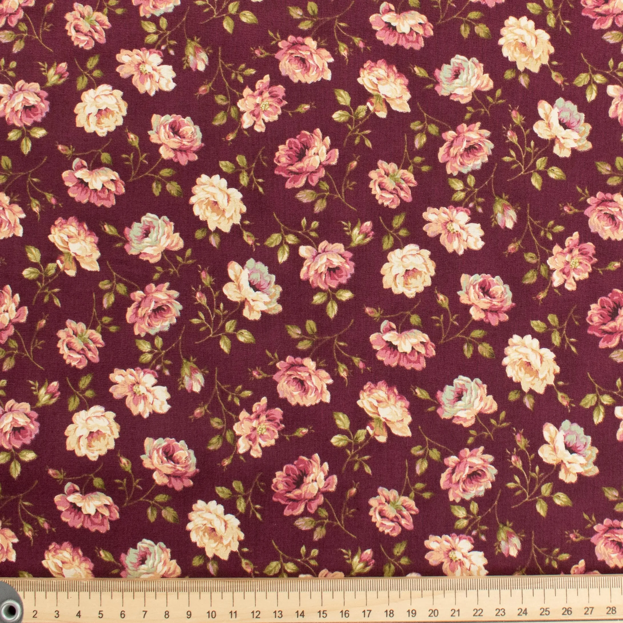Stof Fabrics Roses-15 Floral on Red Cotton Prints