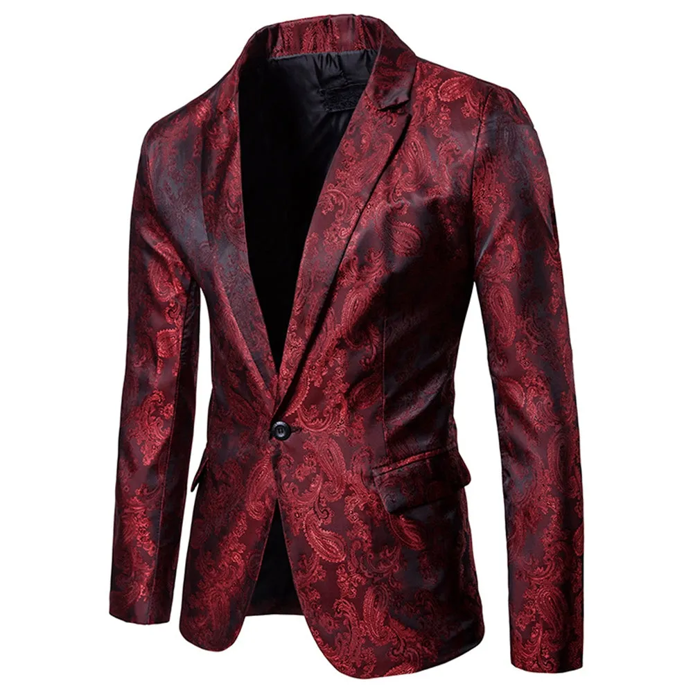 Tailored Fit Single Breasted One-Button Printed Coloured Men's Wedding Suits