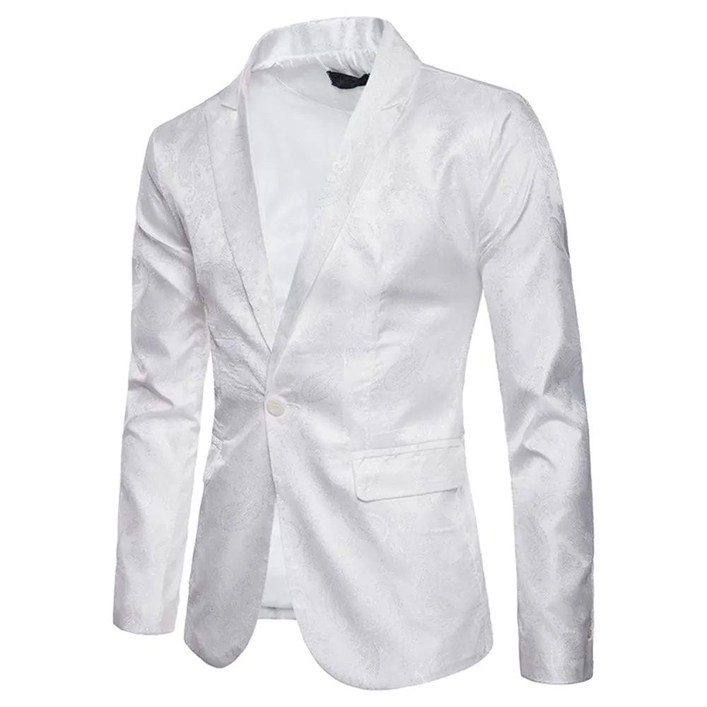 Tailored Fit Single Breasted One-Button Printed Coloured Men's Wedding Suits