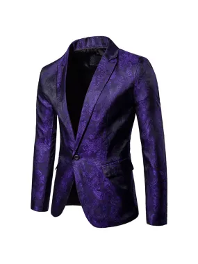Tailored Fit Single Breasted One-Button Printed Coloured Men's Wedding Suits