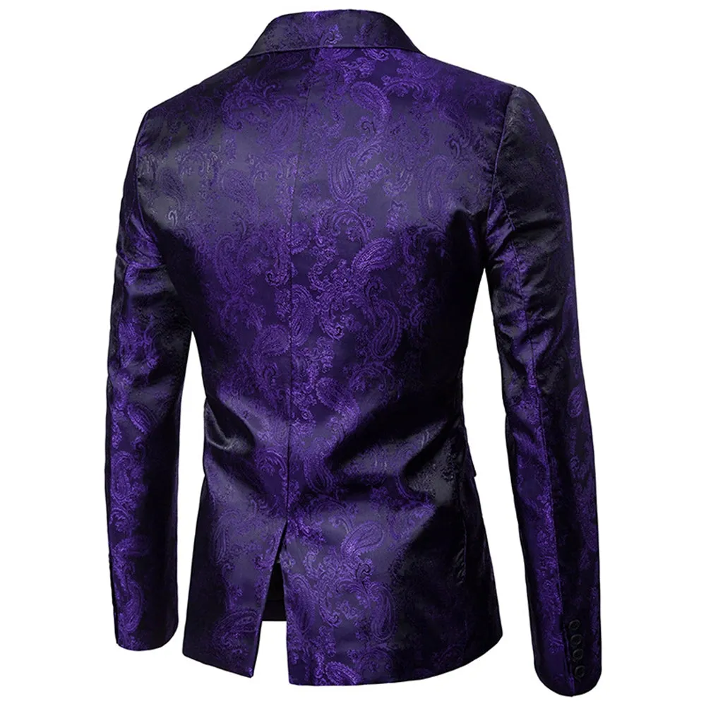 Tailored Fit Single Breasted One-Button Printed Coloured Men's Wedding Suits