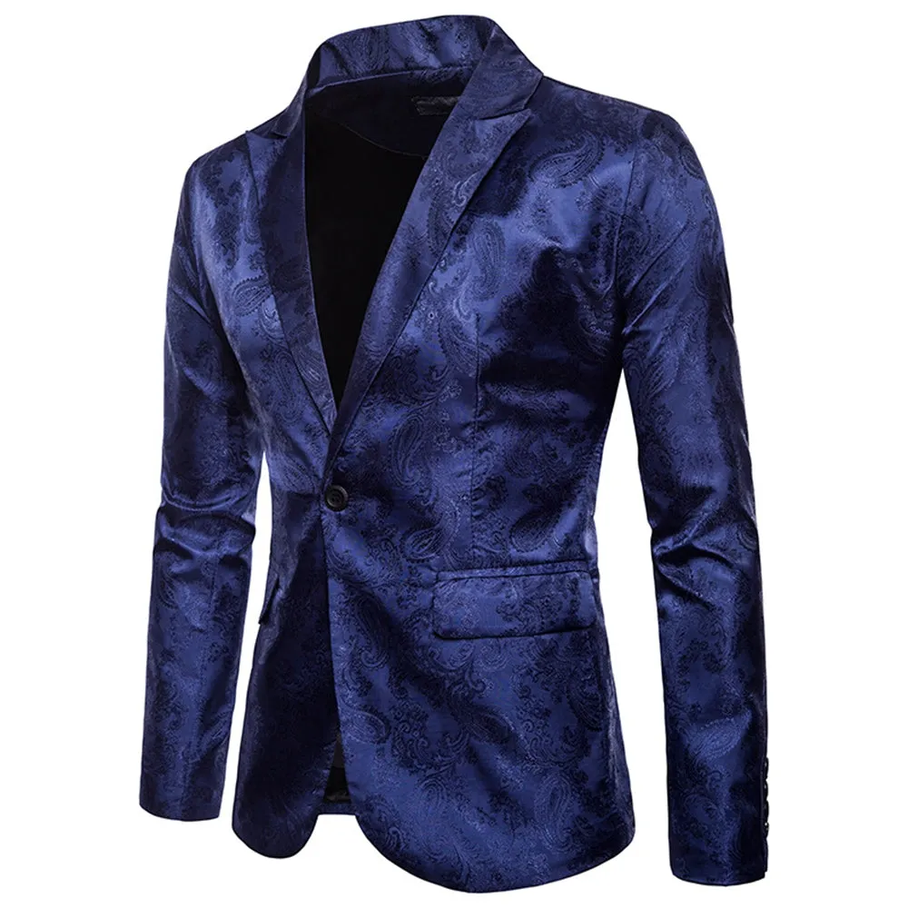 Tailored Fit Single Breasted One-Button Printed Coloured Men's Wedding Suits