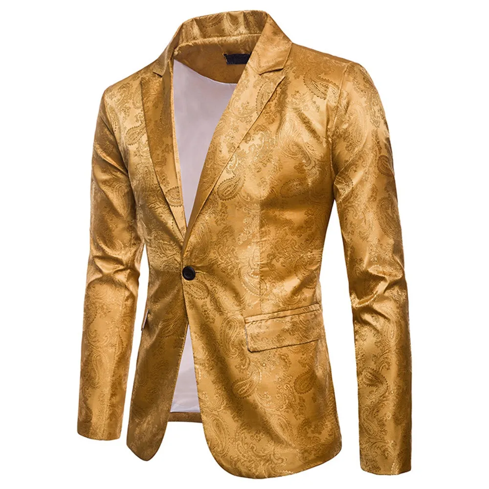 Tailored Fit Single Breasted One-Button Printed Coloured Men's Wedding Suits