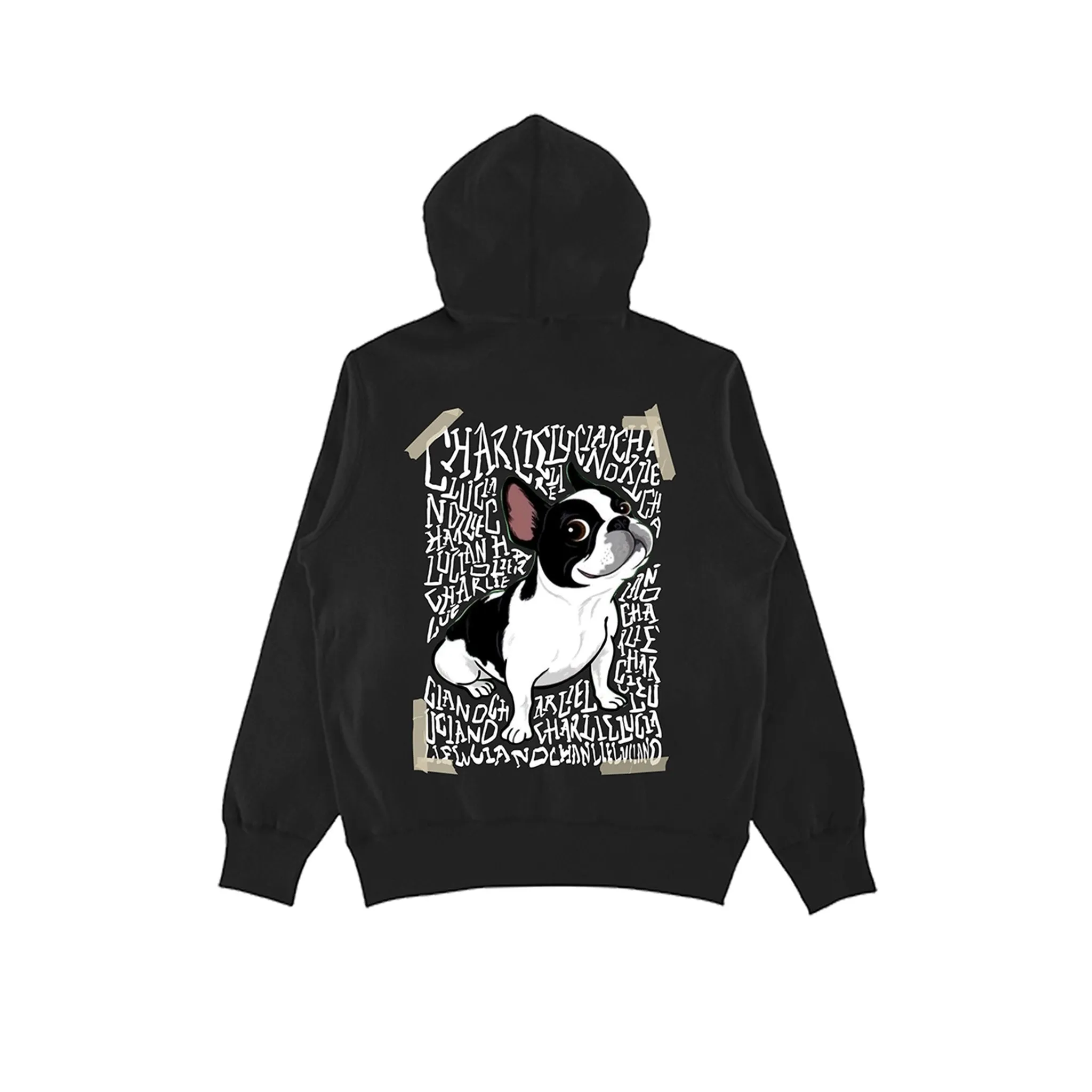 Tape Bulldog Logo Hoodie Black