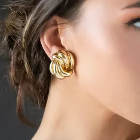 The Ashton 18K Wavy Rectangle Studs
