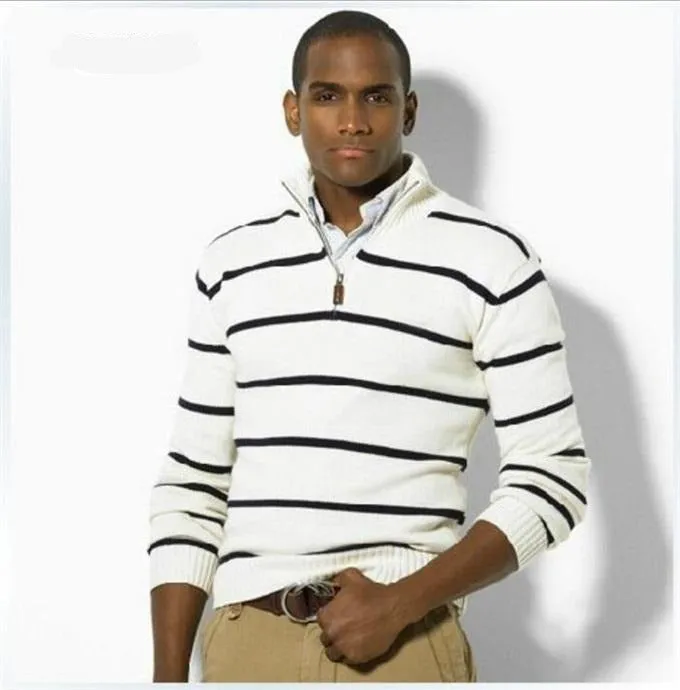 Thick Sweater Men Tops Casual Pullover Striped Patchwork Knitted Tops Male