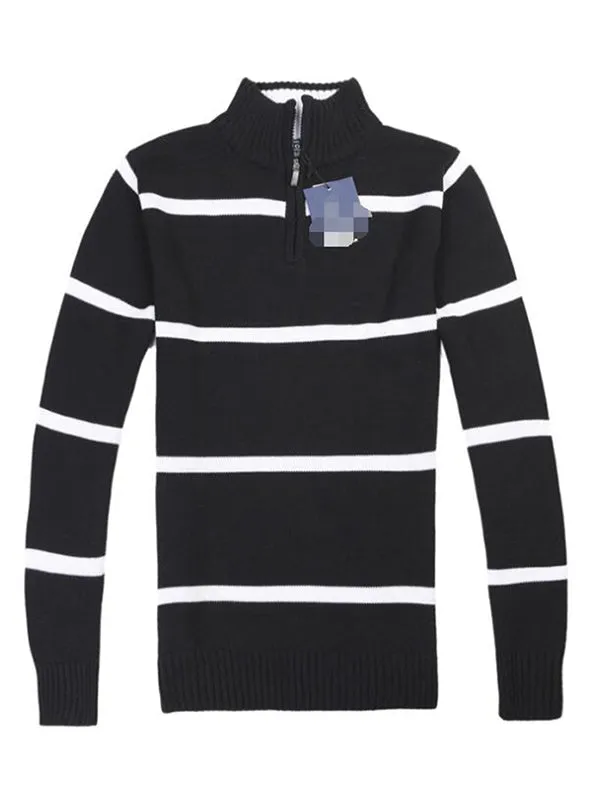 Thick Sweater Men Tops Casual Pullover Striped Patchwork Knitted Tops Male