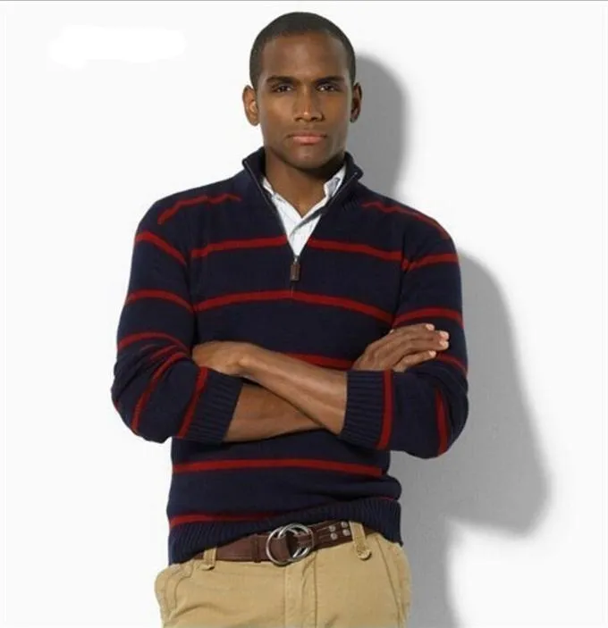 Thick Sweater Men Tops Casual Pullover Striped Patchwork Knitted Tops Male