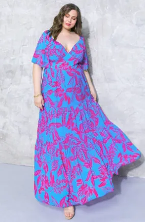 Vibrant Blue & Pink Tiered Maxi Dress