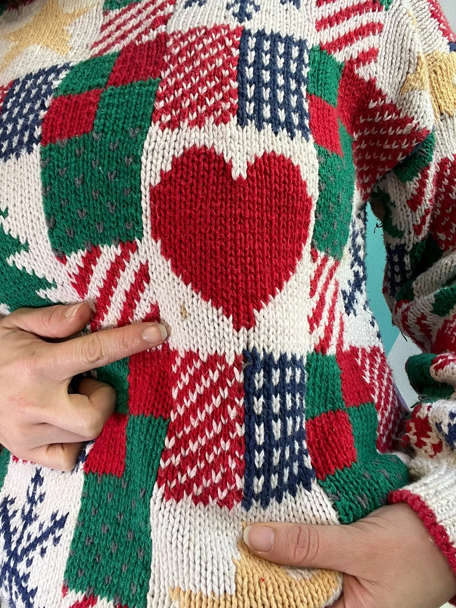Vintage Christmas Patchwork Knit Sweater
