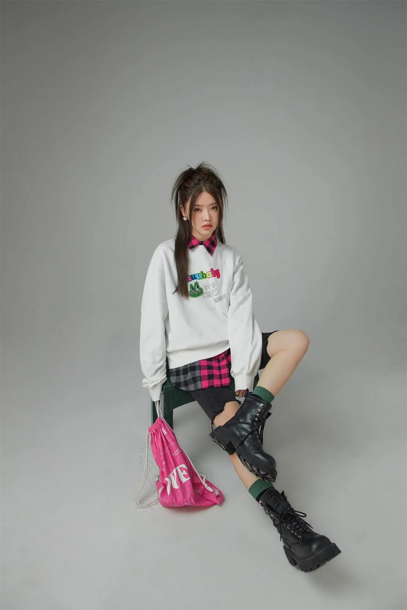 We Are In The Present Frog Logo Loose Fit Sweatshirt