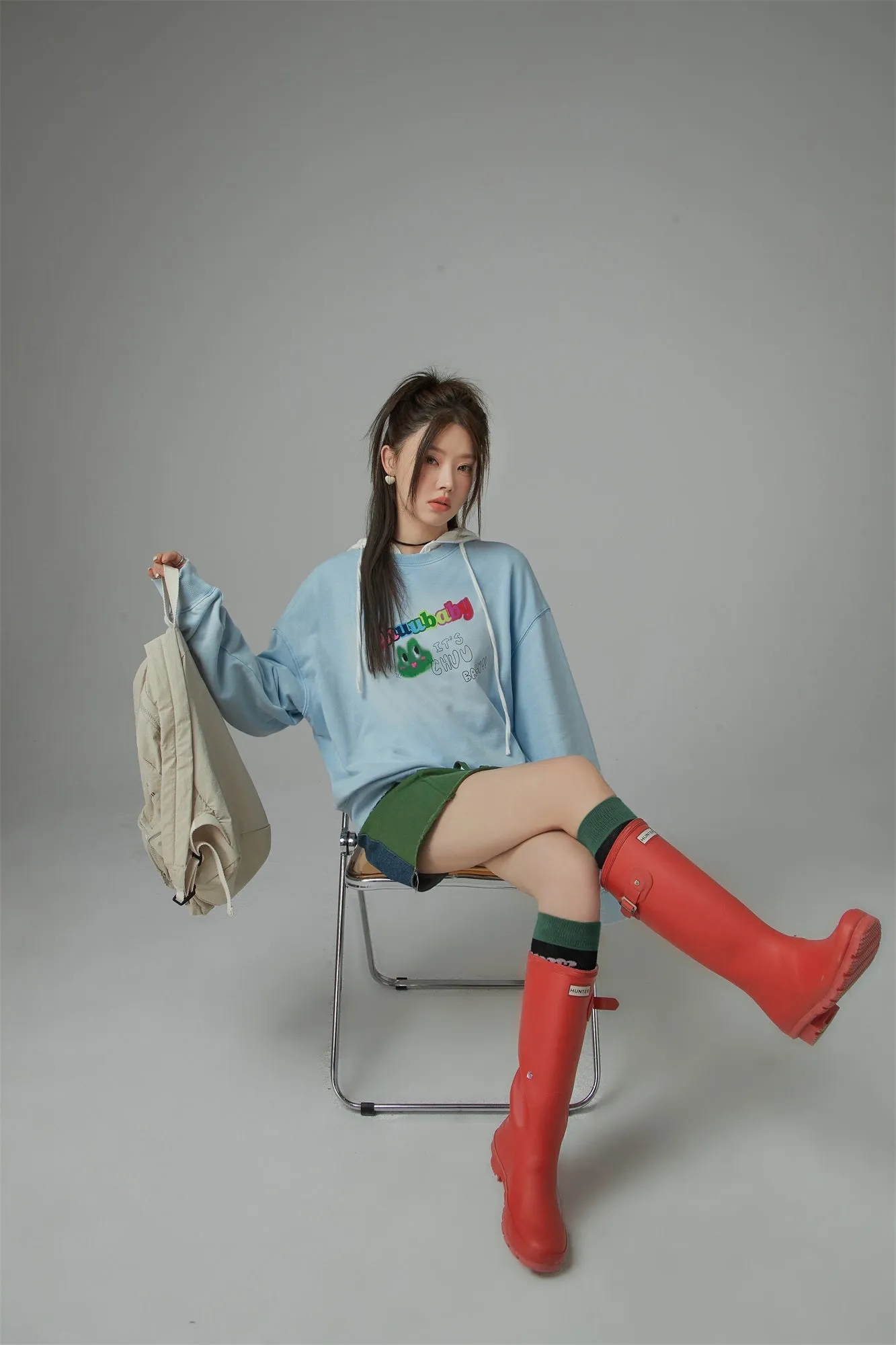 We Are In The Present Frog Logo Loose Fit Sweatshirt