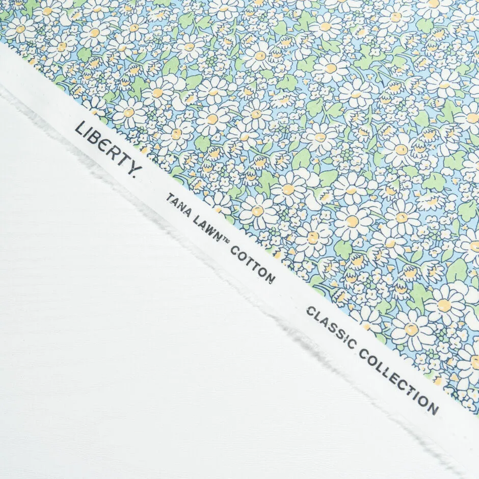 White Floral Blue 'Alice W' Cotton Tana Lawn
