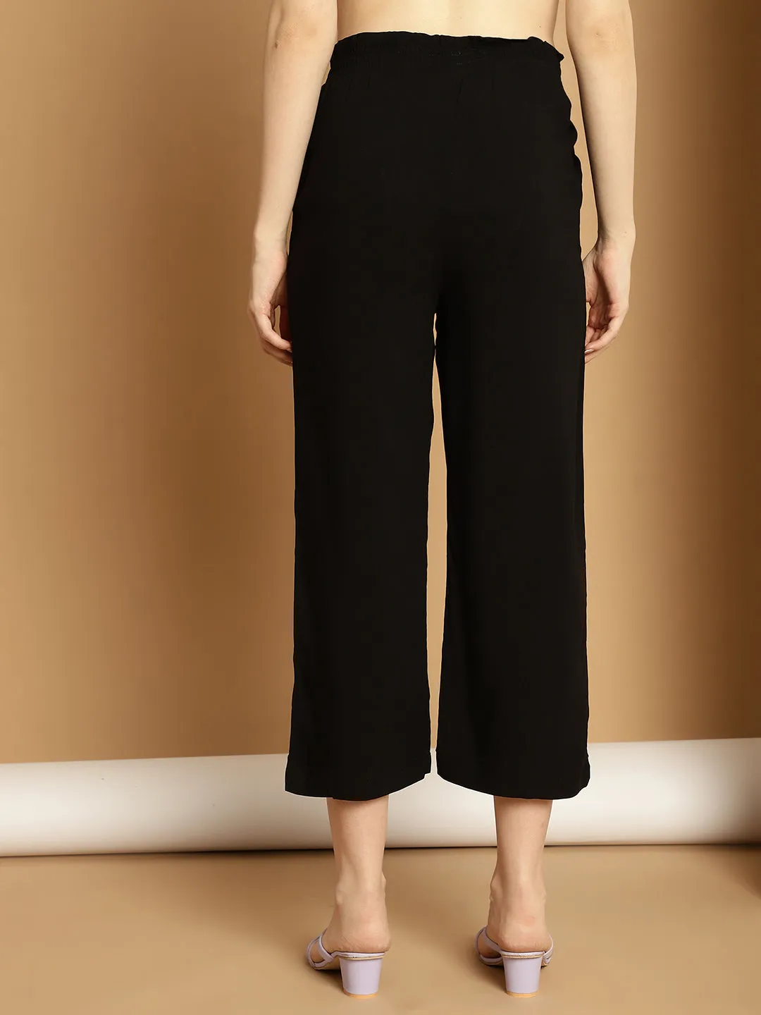 Women Black Regular Trousers