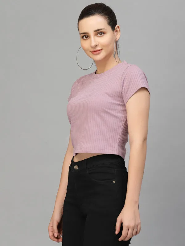 Women Round Neck Fitted Crop Top