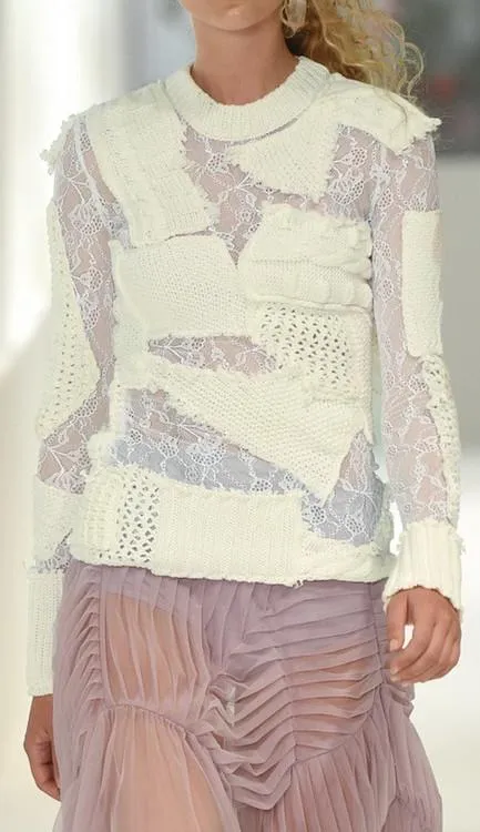 'Zora' Patchwork Lace and Cotton-Blend Knit Sweater